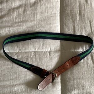 J Crew Men's Green and Blue Rep Stripe Belt